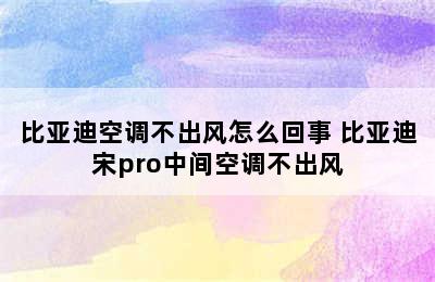 比亚迪空调不出风怎么回事 比亚迪宋pro中间空调不出风